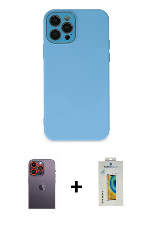 ieg™ iPhone 12 Pro Max Kılıf Çekirdek Modern Serisi - Siyah Polymer Nano Ekran Koruyucu + Turuncu Ne