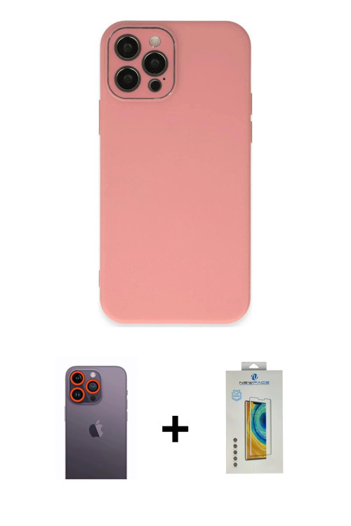 ieg™ iPhone 12 Pro Max Kılıf Çekirdek Modern Serisi - Siyah Polymer Nano Ekran Koruyucu + Turuncu Ne