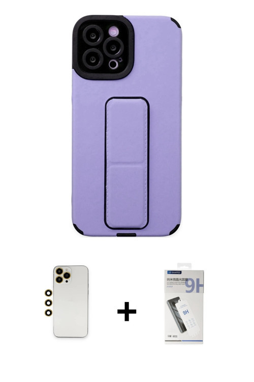 ieg™ iPhone 12 Pro Max Kılıf Çekirdek Yansıma - Şeffaf Uv Polymer Nano Ekran Koruyucu + Gold Shine K