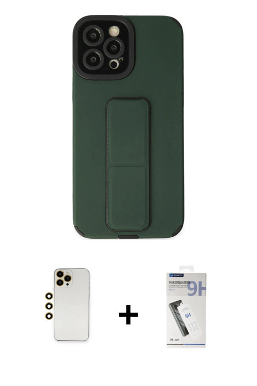 ieg™ iPhone 12 Pro Max Kılıf Çekirdek Yansıma - Şeffaf Uv Polymer Nano Ekran Koruyucu + Gold Shine K