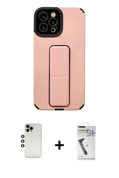 ieg™ iPhone 12 Pro Max Kılıf Çekirdek Yansıma - Şeffaf Uv Polymer Nano Ekran Koruyucu + Gold Shine K