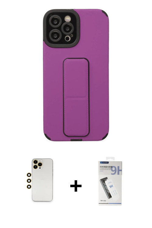 ieg™ iPhone 12 Pro Max Kılıf Çekirdek Yansıma - Şeffaf Uv Polymer Nano Ekran Koruyucu + Gold Shine K