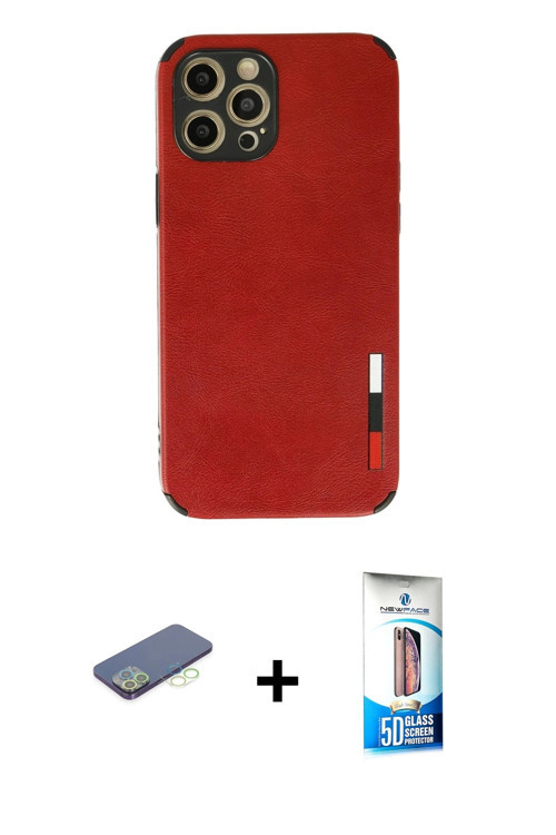 ieg™ iPhone 12 Pro Max Kılıf Doruk Asil Koleksiyonu - Siyah 5D Eko Cam Ekran Koruyucu + Yeşil Renkli