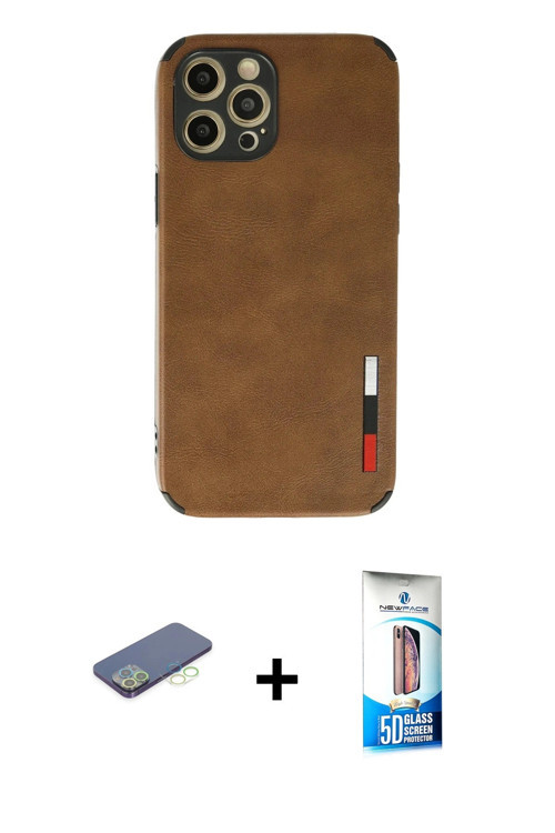 ieg™ iPhone 12 Pro Max Kılıf Doruk Asil Koleksiyonu - Siyah 5D Eko Cam Ekran Koruyucu + Yeşil Renkli
