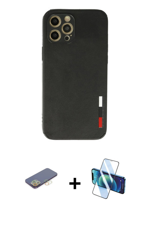 ieg™ iPhone 12 Pro Max Kılıf Doruk Asil Koleksiyonu - Siyah 3D Antistatik Seramik Nano Ekran Koruyuc