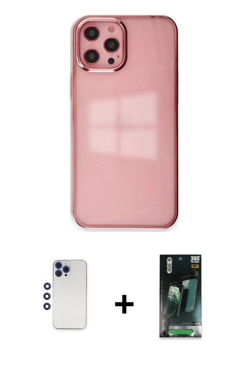 ieg™ iPhone 12 Pro Max Kılıf Doruk Doku Prime - Siyah 360 Mat Full Body Arka Koruyucu + Lacivert Shi