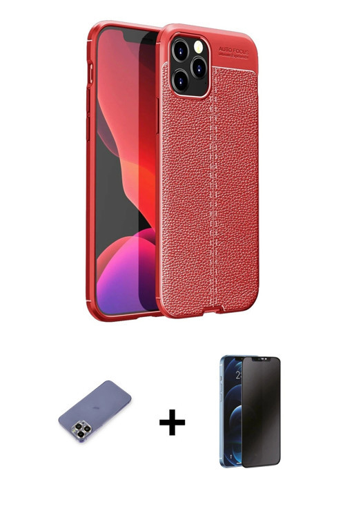ieg™ iPhone 12 Pro Max Kılıf Doruk Klasik Özel Seri - Siyah 3D Antistatik Hayalet Cam Ekran Koruyucu