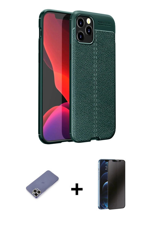 ieg™ iPhone 12 Pro Max Kılıf Doruk Klasik Özel Seri - Siyah 3D Antistatik Hayalet Cam Ekran Koruyucu