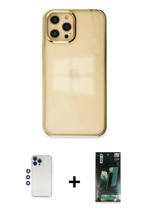 ieg™ iPhone 12 Pro Max Kılıf Doruk Doku Prime - Siyah 360 Mat Full Body Arka Koruyucu + Lacivert Shi