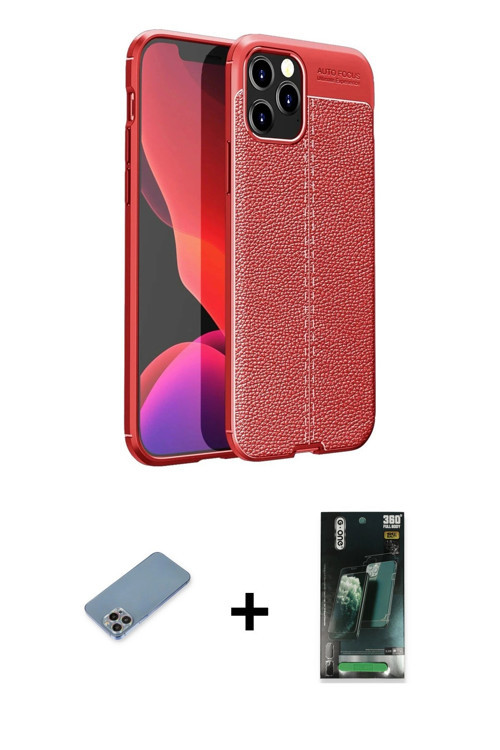ieg™ iPhone 12 Pro Max Kılıf Doruk Klasik Özel Seri - Şeffaf 360 Full Body Arka Koruyucu + Gökkuşağı