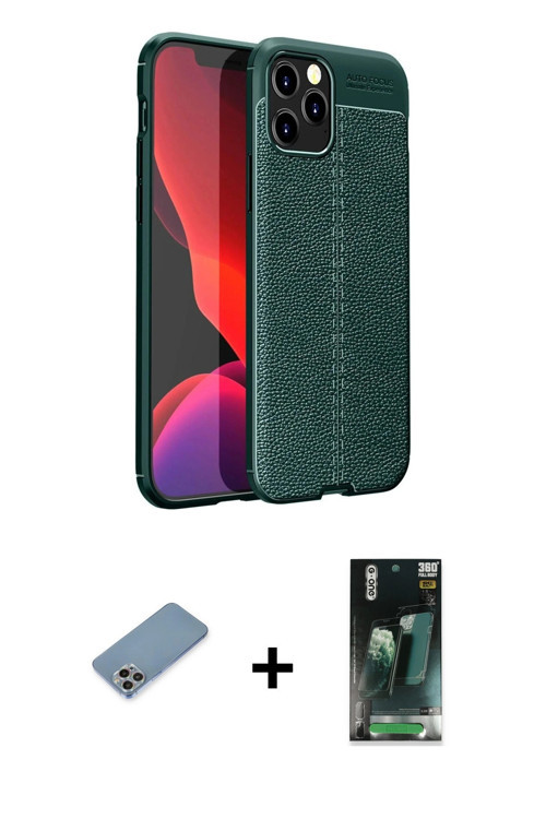 ieg™ iPhone 12 Pro Max Kılıf Doruk Klasik Özel Seri - Şeffaf 360 Full Body Arka Koruyucu + Gökkuşağı