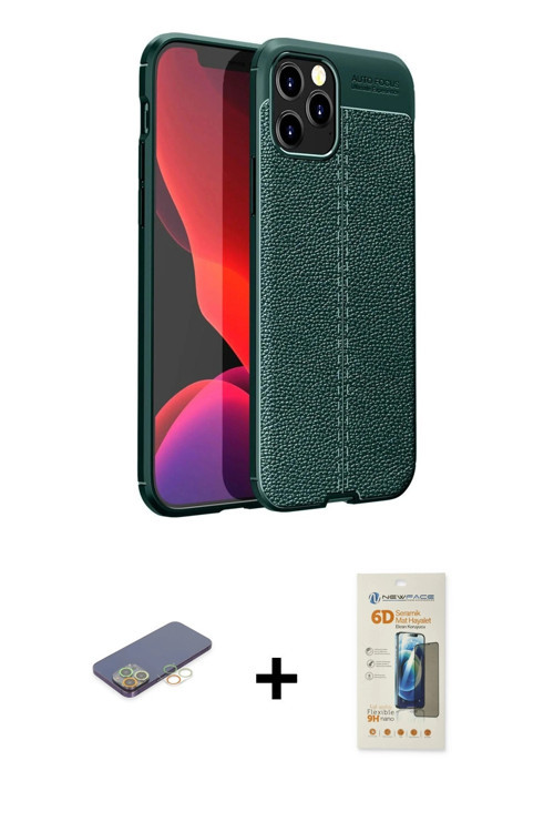 ieg™ iPhone 12 Pro Max Kılıf Doruk Klasik Özel Seri - Siyah 6D Mat Seramik Hayalet Nano Ekran Koruyu