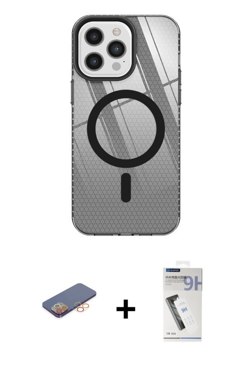 ieg™ iPhone 12 Pro Max Kılıf Doruk Prime - Şeffaf Uv Polymer Nano Ekran Koruyucu + Turuncu Renkli Ka