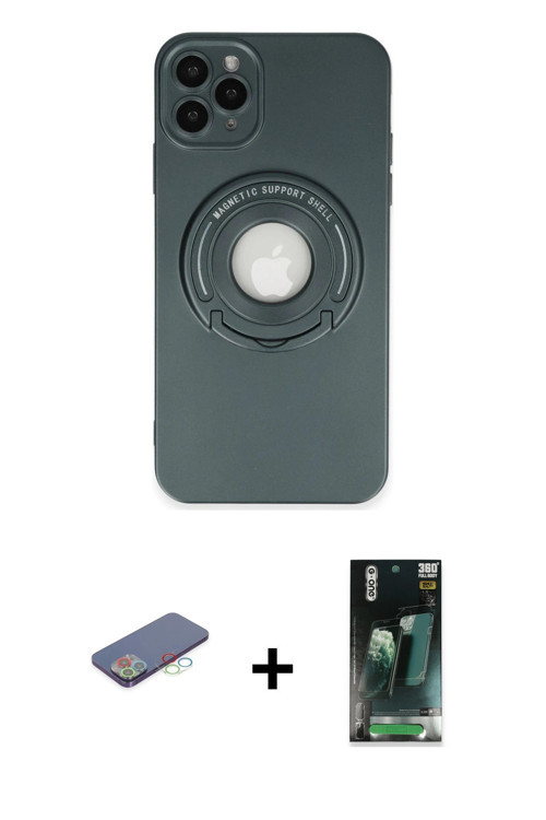 ieg™ iPhone 12 Pro Max Kılıf Eksen Klasik Prime - Şeffaf 360 Full Body Arka Koruyucu + Mavi Renkli K