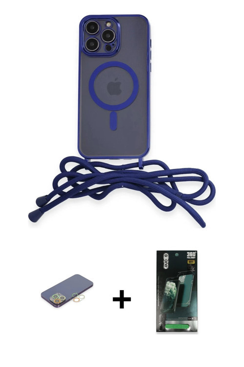 ieg™ iPhone 12 Pro Max Kılıf Eksen Özel Seri - Siyah 360 Mat Full Body Arka Koruyucu + Sarı Renkli K