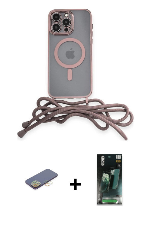 ieg™ iPhone 12 Pro Max Kılıf Eksen Özel Seri - Siyah 360 Mat Full Body Arka Koruyucu + Sarı Renkli K