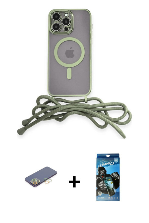 ieg™ iPhone 12 Pro Max Kılıf Eksen Özel Seri - Siyah 34D Izgaralı Cam + Sarı Renkli Kamera Lens Koru