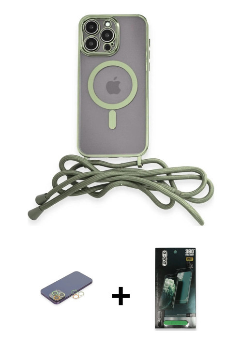 ieg™ iPhone 12 Pro Max Kılıf Eksen Özel Seri - Siyah 360 Mat Full Body Arka Koruyucu + Sarı Renkli K