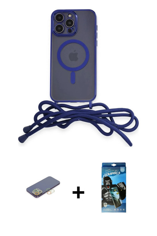 ieg™ iPhone 12 Pro Max Kılıf Eksen Özel Seri - Siyah 34D Izgaralı Cam + Sarı Renkli Kamera Lens Koru