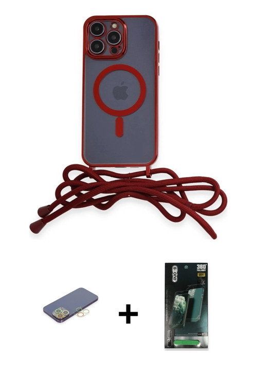 ieg™ iPhone 12 Pro Max Kılıf Eksen Özel Seri - Siyah 360 Mat Full Body Arka Koruyucu + Sarı Renkli K
