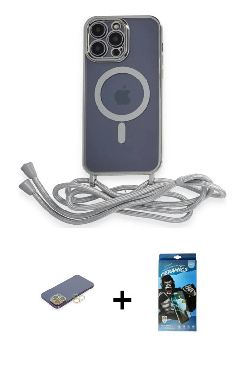 ieg™ iPhone 12 Pro Max Kılıf Eksen Özel Seri - Siyah 34D Izgaralı Cam + Sarı Renkli Kamera Lens Koru