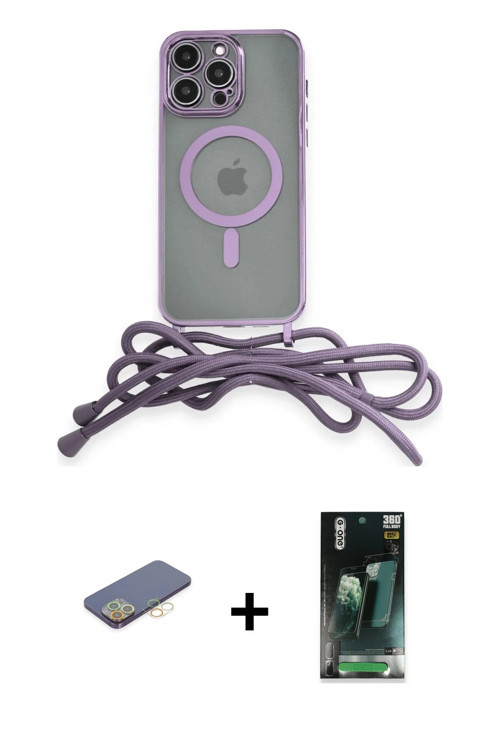 ieg™ iPhone 12 Pro Max Kılıf Eksen Özel Seri - Siyah 360 Mat Full Body Arka Koruyucu + Sarı Renkli K