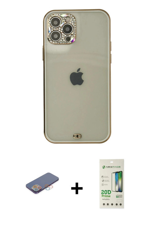 ieg™ iPhone 12 Pro Max Kılıf Eksen Minimal Koleksiyonu - Siyah 20D Premium Cam Ekran Koruyucu + Pemb