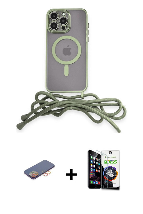 ieg™ iPhone 12 Pro Max Kılıf Eksen Özel Seri - Şeffaf Temperli Cam Ekran Koruyucu + Turuncu Renkli K