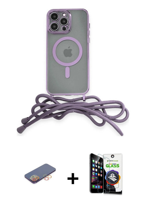 ieg™ iPhone 12 Pro Max Kılıf Eksen Özel Seri - Şeffaf Temperli Cam Ekran Koruyucu + Turuncu Renkli K