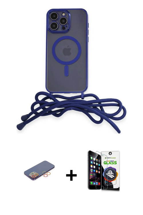 ieg™ iPhone 12 Pro Max Kılıf Eksen Özel Seri - Şeffaf Temperli Cam Ekran Koruyucu + Turuncu Renkli K
