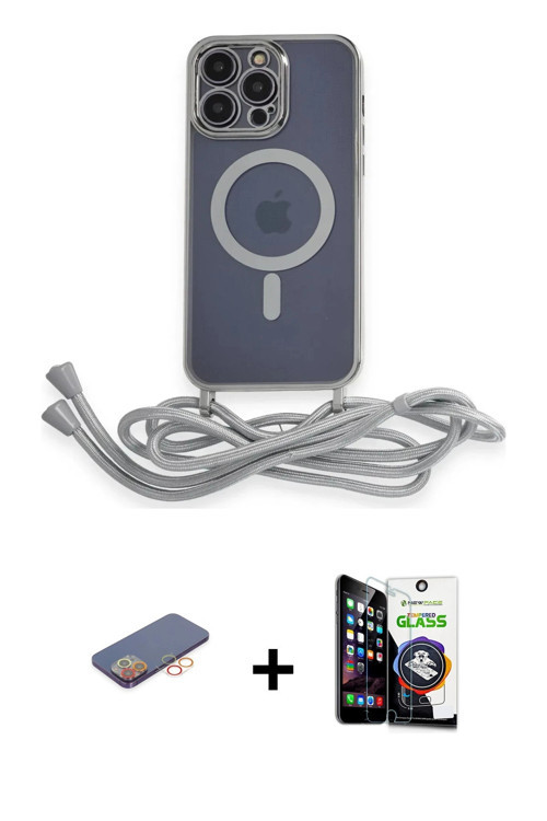 ieg™ iPhone 12 Pro Max Kılıf Eksen Özel Seri - Şeffaf Temperli Cam Ekran Koruyucu + Turuncu Renkli K