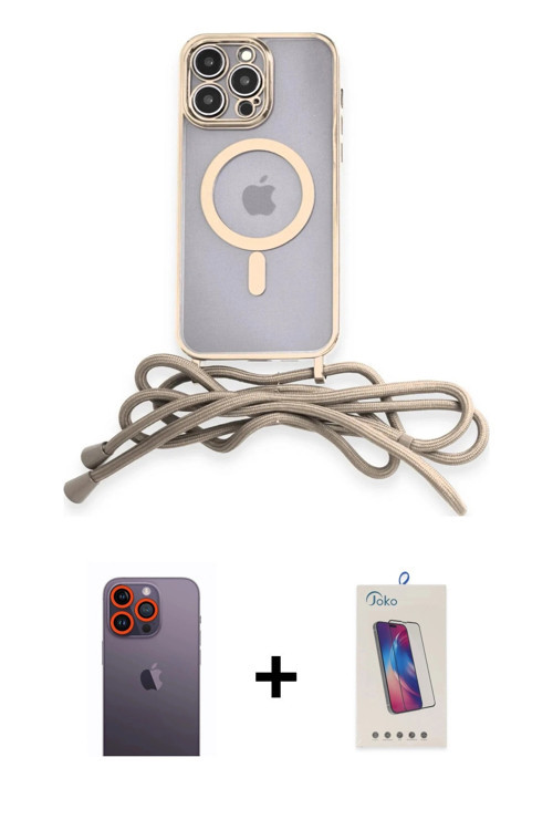 ieg™ iPhone 12 Pro Max Kılıf Eksen Özel Seri - Siyah Joko 5D Cam + Turuncu Neon Fosforlu Kamera Lens