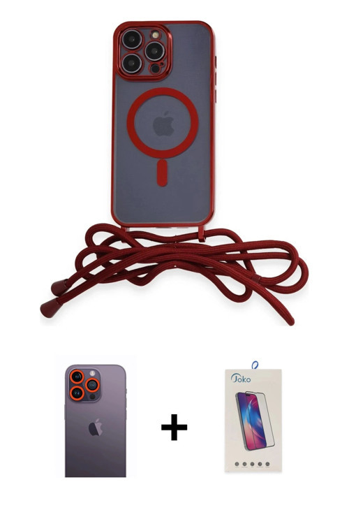 ieg™ iPhone 12 Pro Max Kılıf Eksen Özel Seri - Siyah Joko 5D Cam + Turuncu Neon Fosforlu Kamera Lens