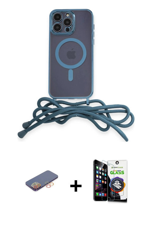 ieg™ iPhone 12 Pro Max Kılıf Eksen Özel Seri - Şeffaf Temperli Cam Ekran Koruyucu + Turuncu Renkli K