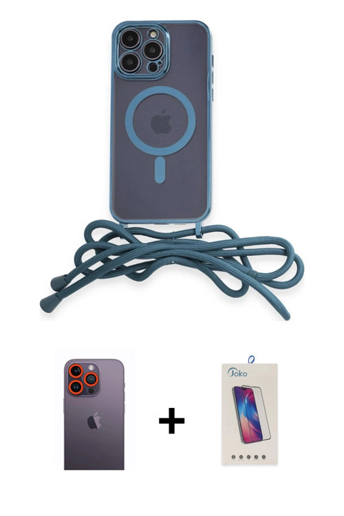 ieg™ iPhone 12 Pro Max Kılıf Eksen Özel Seri - Siyah Joko 5D Cam + Turuncu Neon Fosforlu Kamera Lens