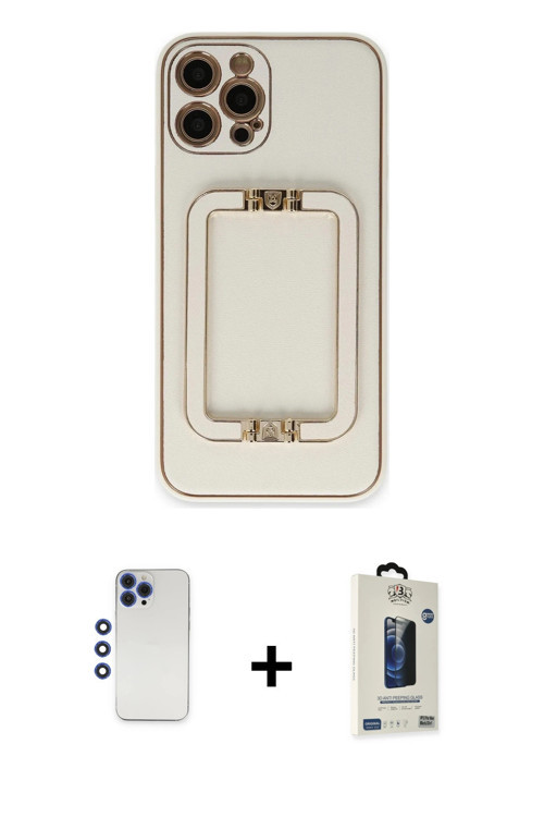 ieg™ iPhone 12 Pro Max Kılıf Kozmos Minimal Prime - Siyah Bilvis Hayalet Cam Ekran Koruyucu + Lacive