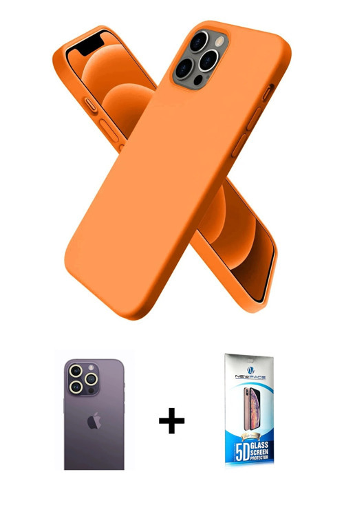 ieg™ iPhone 12 Pro Max Kılıf Kozmos Yansıma Özel Seri - Siyah 5D Eko Cam Ekran Koruyucu + Beyaz Neon