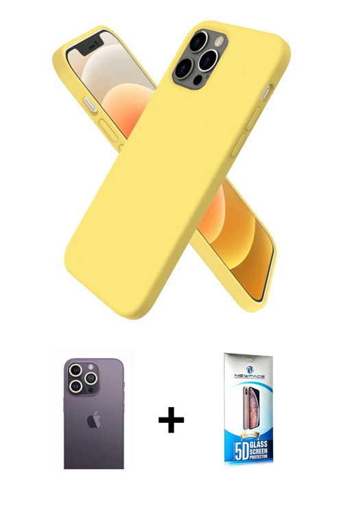 ieg™ iPhone 12 Pro Max Kılıf Kozmos Yansıma Özel Seri - Siyah 5D Eko Cam Ekran Koruyucu + Beyaz Neon