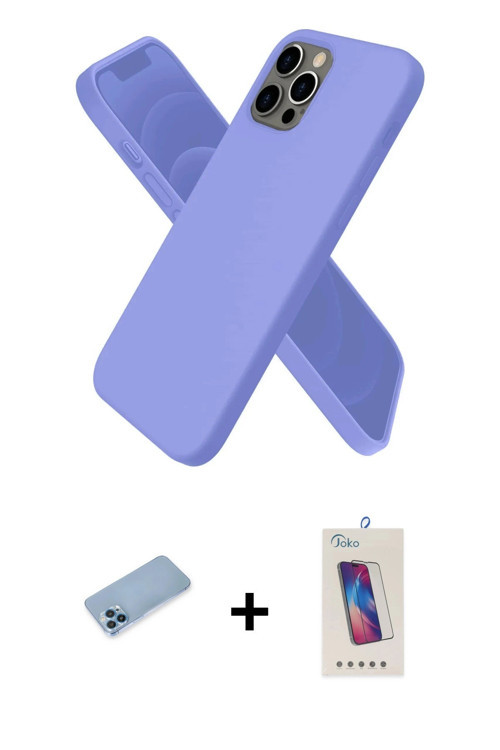 ieg™ iPhone 12 Pro Max Kılıf Kozmos Yansıma Özel Seri - Siyah Joko 5D Cam + Mavi Shine Kamera Lens K