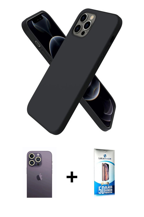 ieg™ iPhone 12 Pro Max Kılıf Kozmos Yansıma Özel Seri - Siyah 5D Eko Cam Ekran Koruyucu + Beyaz Neon