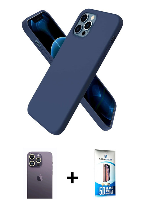 ieg™ iPhone 12 Pro Max Kılıf Kozmos Yansıma Özel Seri - Siyah 5D Eko Cam Ekran Koruyucu + Beyaz Neon