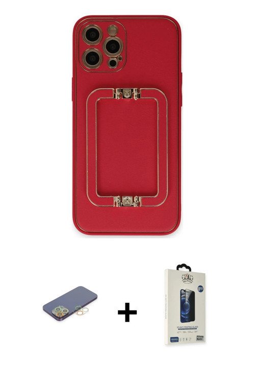 ieg™ iPhone 12 Pro Max Kılıf Kozmos Minimal Prime - Siyah Bilvis Hayalet Cam Ekran Koruyucu + Sarı R