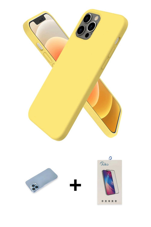 ieg™ iPhone 12 Pro Max Kılıf Kozmos Yansıma Özel Seri - Siyah Joko 5D Cam + Mavi Shine Kamera Lens K