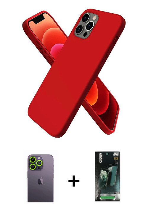 ieg™ iPhone 12 Pro Max Kılıf Kozmos Yansıma Özel Seri - Şeffaf 360 Full Body Arka Koruyucu + Yeşil N