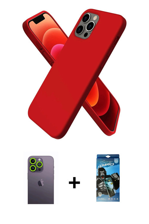 ieg™ iPhone 12 Pro Max Kılıf Kozmos Yansıma Özel Seri - Siyah 34D Izgaralı Cam + Yeşil Neon Fosforlu