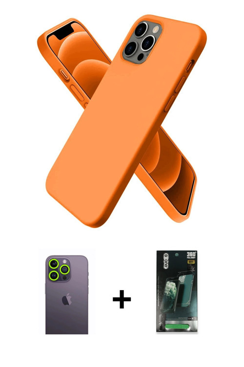ieg™ iPhone 12 Pro Max Kılıf Kozmos Yansıma Özel Seri - Şeffaf 360 Full Body Arka Koruyucu + Yeşil N