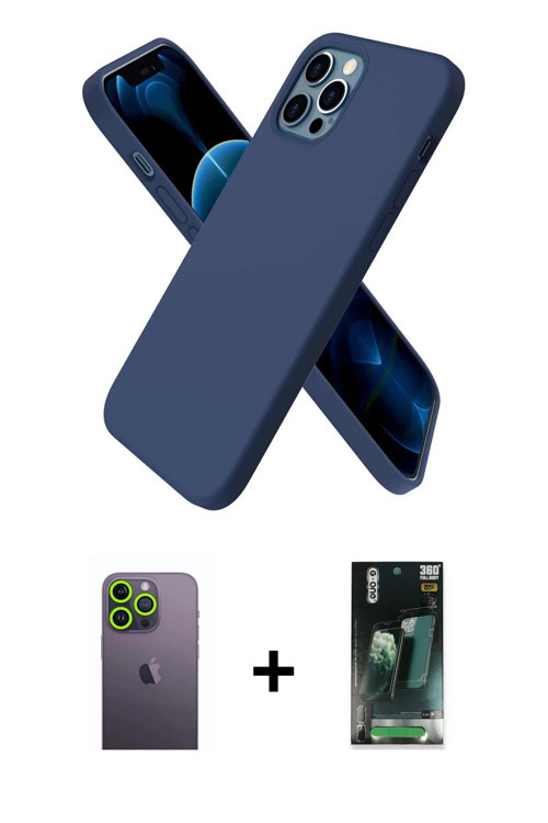 ieg™ iPhone 12 Pro Max Kılıf Kozmos Yansıma Özel Seri - Şeffaf 360 Full Body Arka Koruyucu + Yeşil N