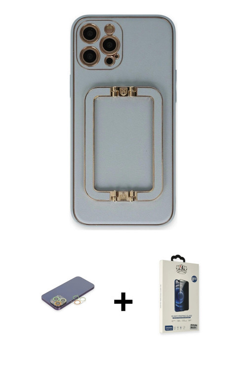ieg™ iPhone 12 Pro Max Kılıf Kozmos Minimal Prime - Siyah Bilvis Hayalet Cam Ekran Koruyucu + Sarı R
