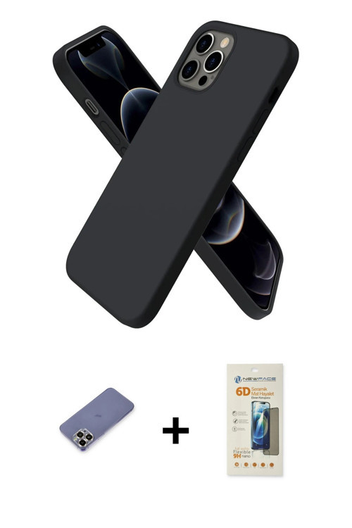 iPhone 12 Pro Max Kılıf Kozmos Yansıma Özel Seri - Siyah 6D Mat Seramik Hayalet Nano Ekran Koru