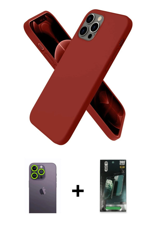 ieg™ iPhone 12 Pro Max Kılıf Kozmos Yansıma Özel Seri - Şeffaf 360 Full Body Arka Koruyucu + Yeşil N